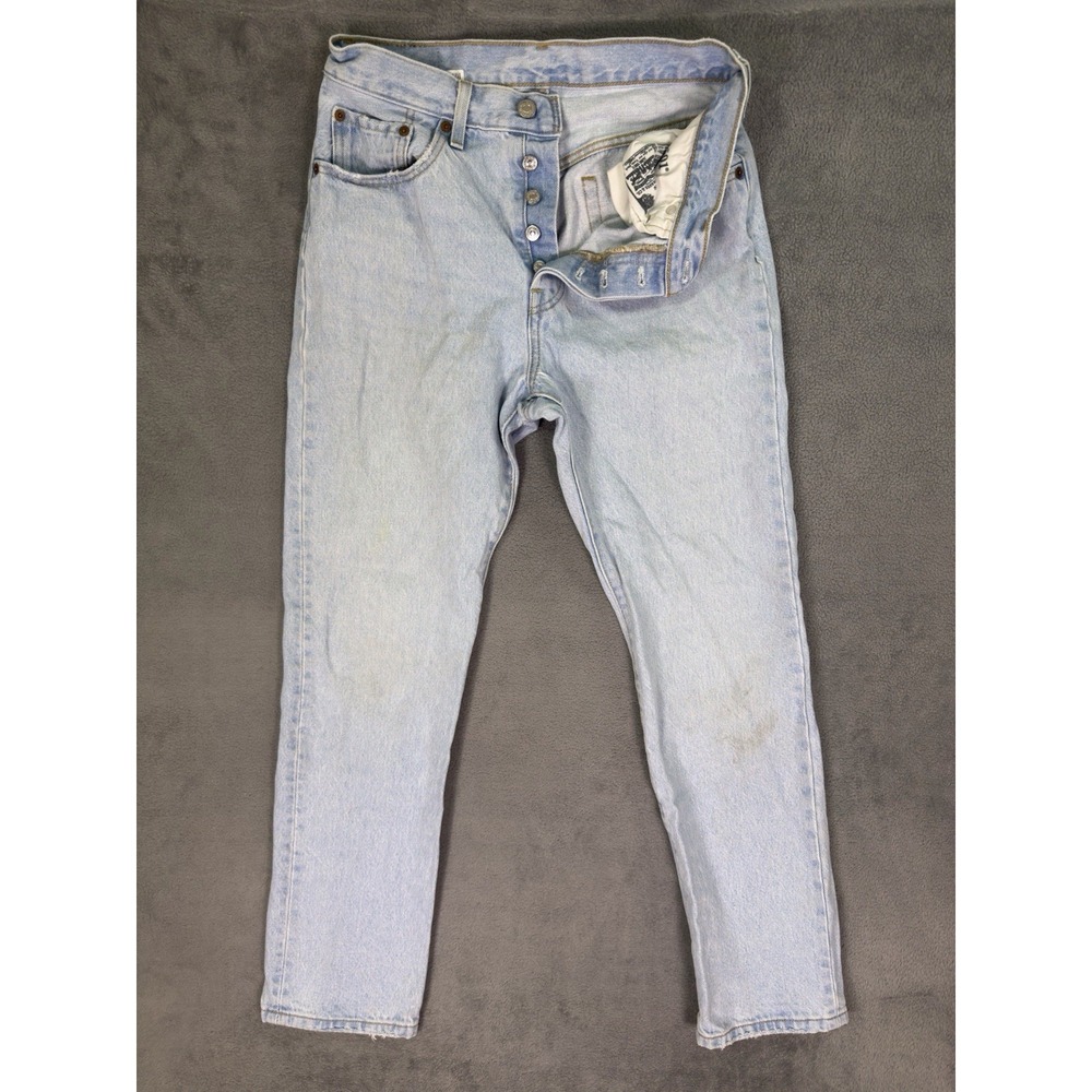 Levis 501XX Jeans Mens 28x30 Blue Straight Classic Light Wash Denim Button Fly